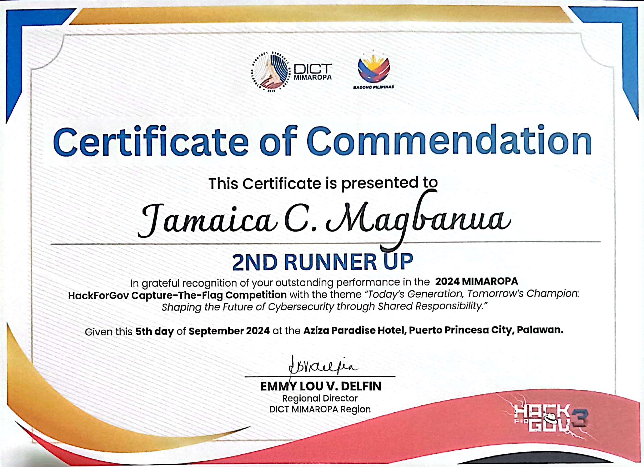 Hack4Gov 2024 Certificate